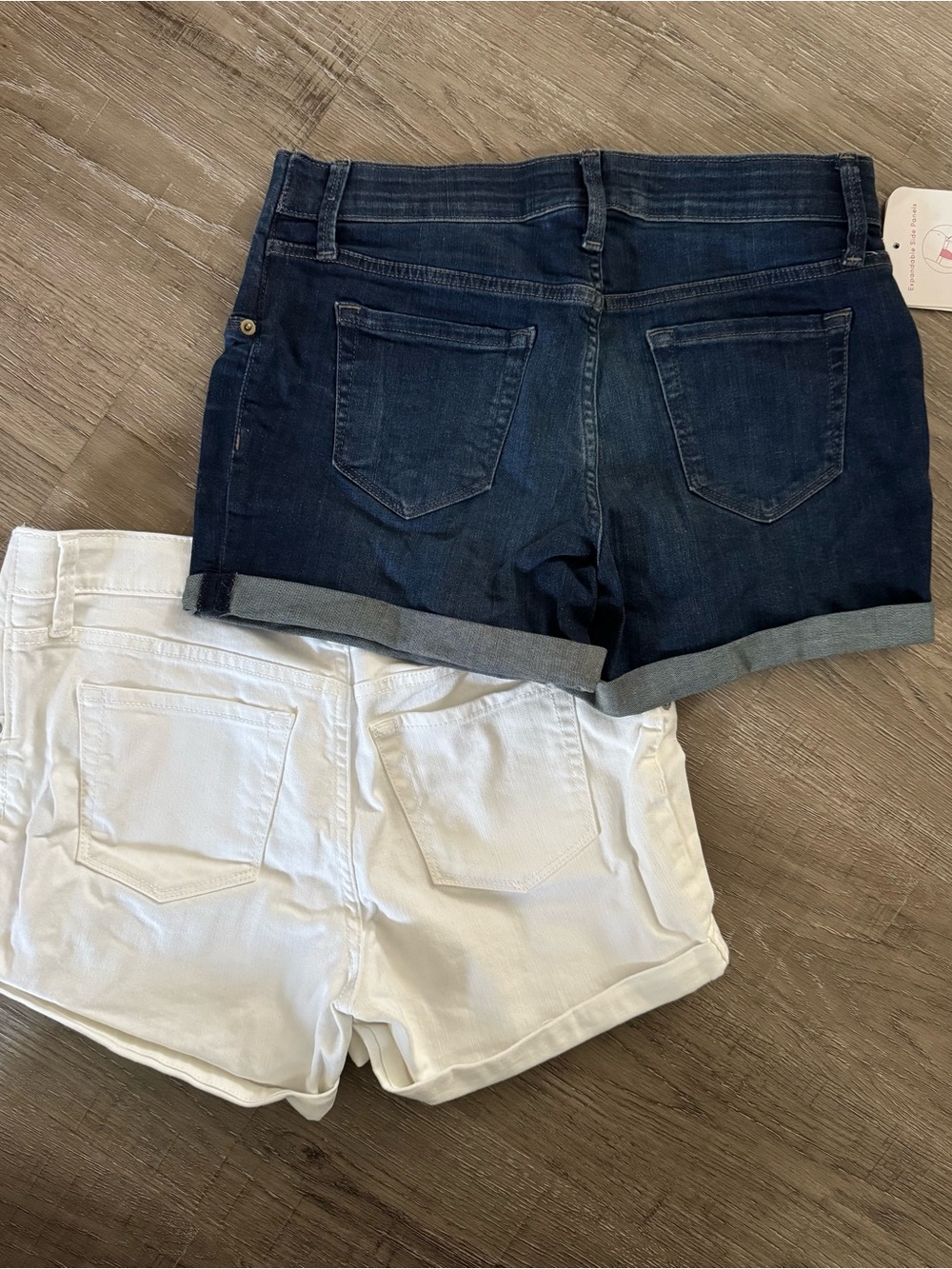 Isabel Maternity by Ingrid & Isabel Dark Blue Denim and White Cotton Shorts